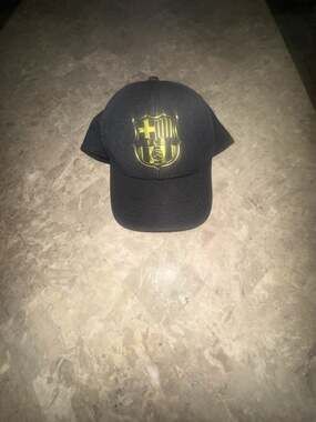 FC Barcelona Official Licensed Black and Gold Crest Snapback Cap NWT